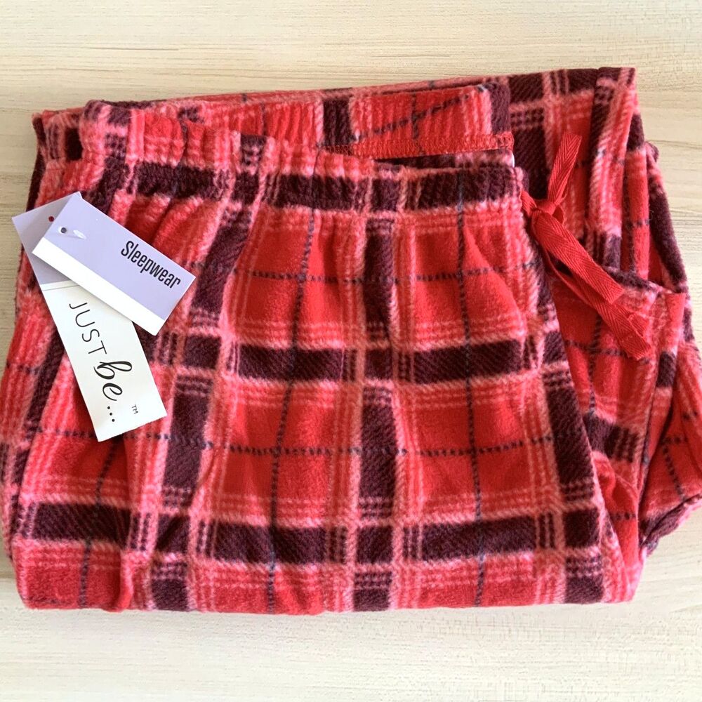 NWT!! Red Plaid Fleece Drawstring Pajama Pants Unisex Size 1X
